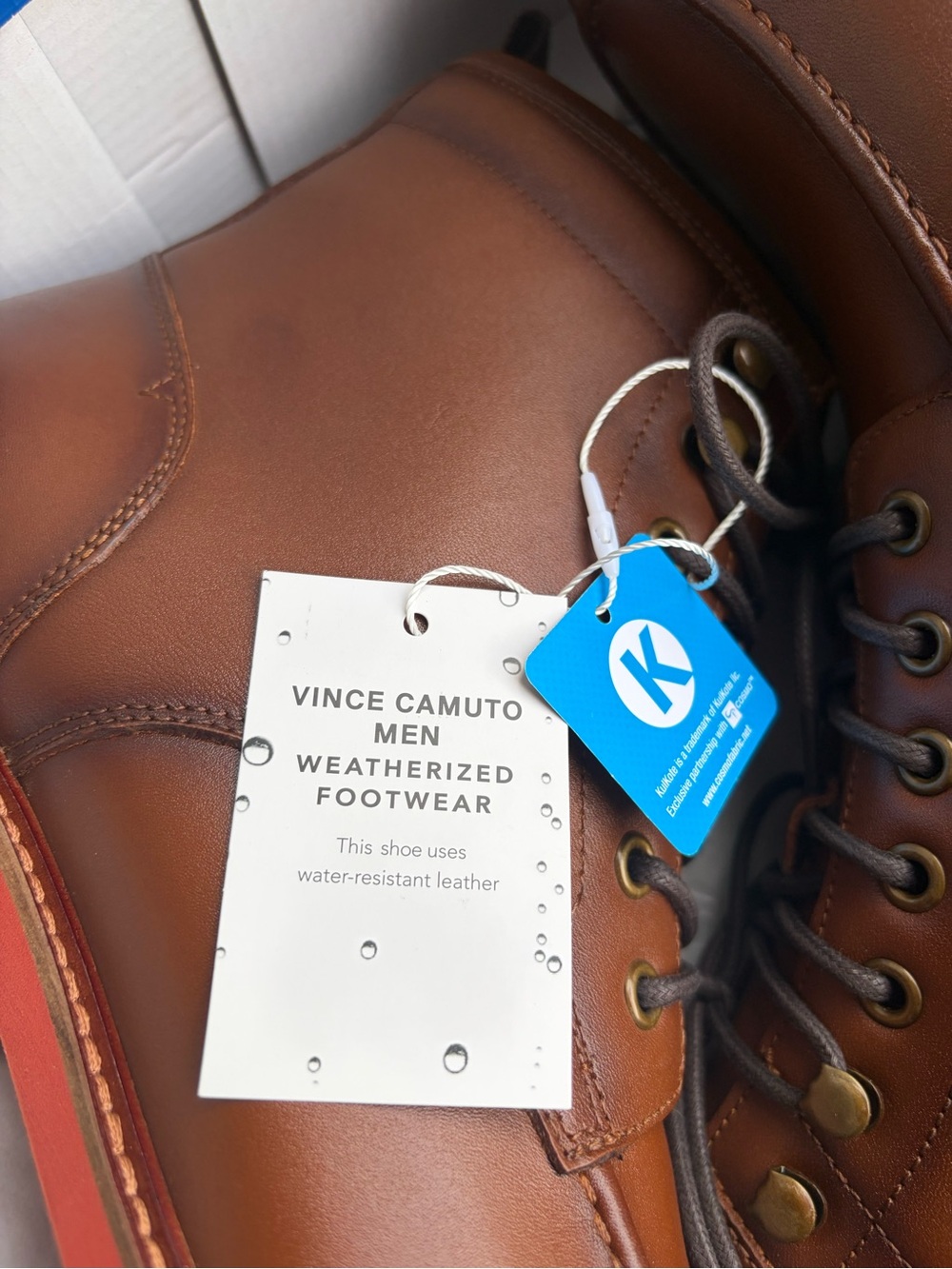 0177: Vince Camuto Brown Leather Lace-Up Moc Toe Boots - Picture 10 of 12